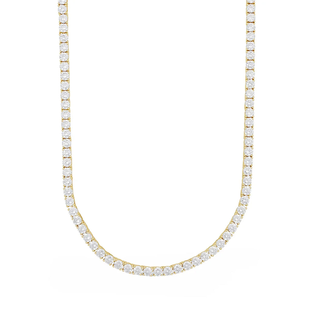 Men's Moissanite Diamond Tennis Chain in Yellow Gold Vermeil- 3mm
