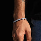 Diamond Square Cut Tennis Chain Bracelet in White Gold