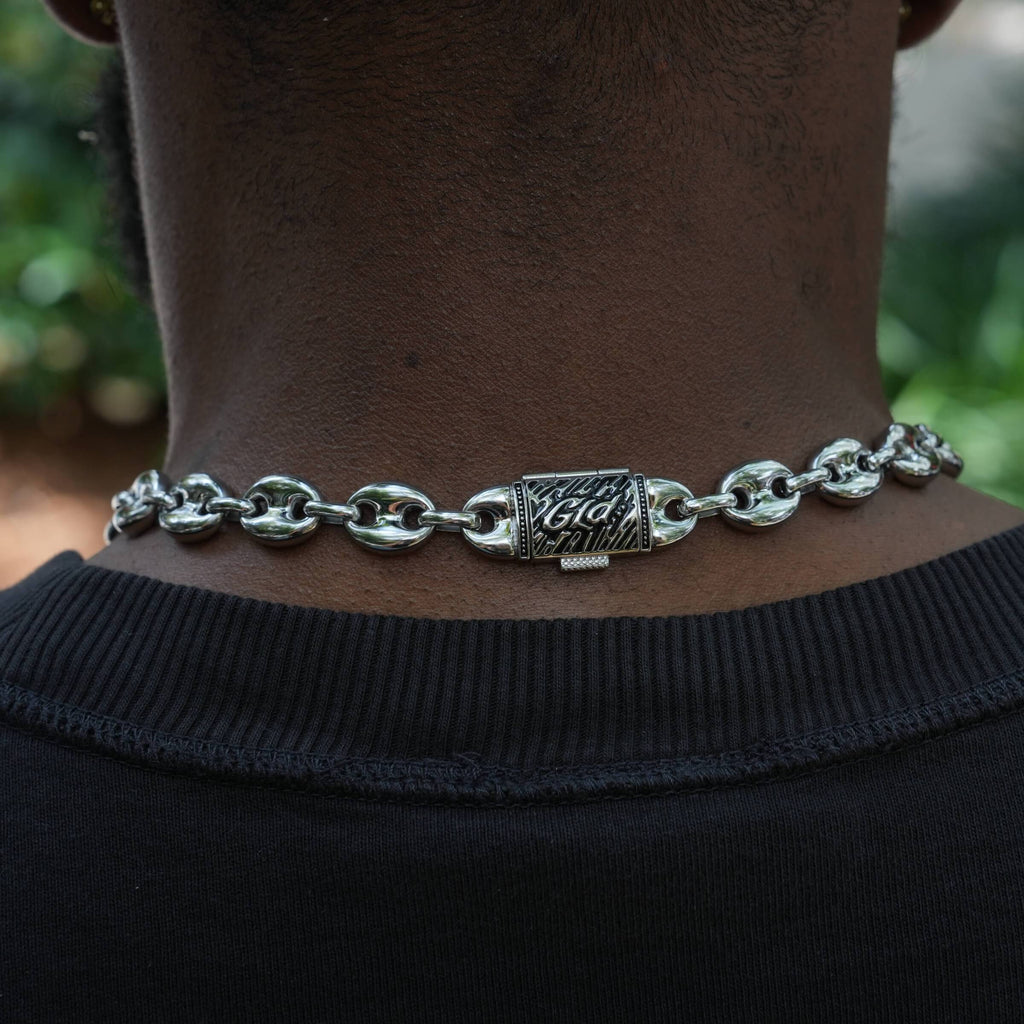 Puffed Mariner Chain in White Gold - 12mm