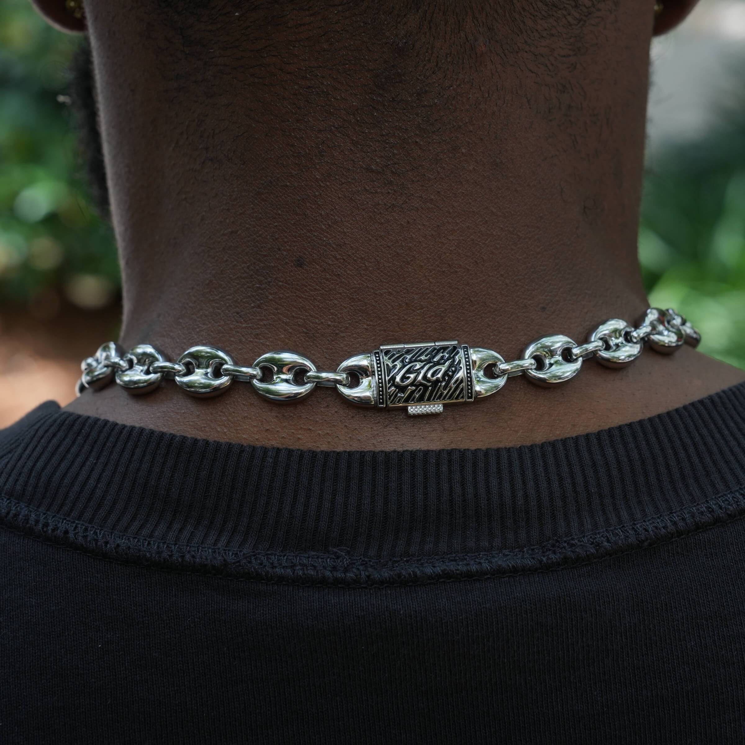 Puffed Mariner Chain in White Gold - 12mm