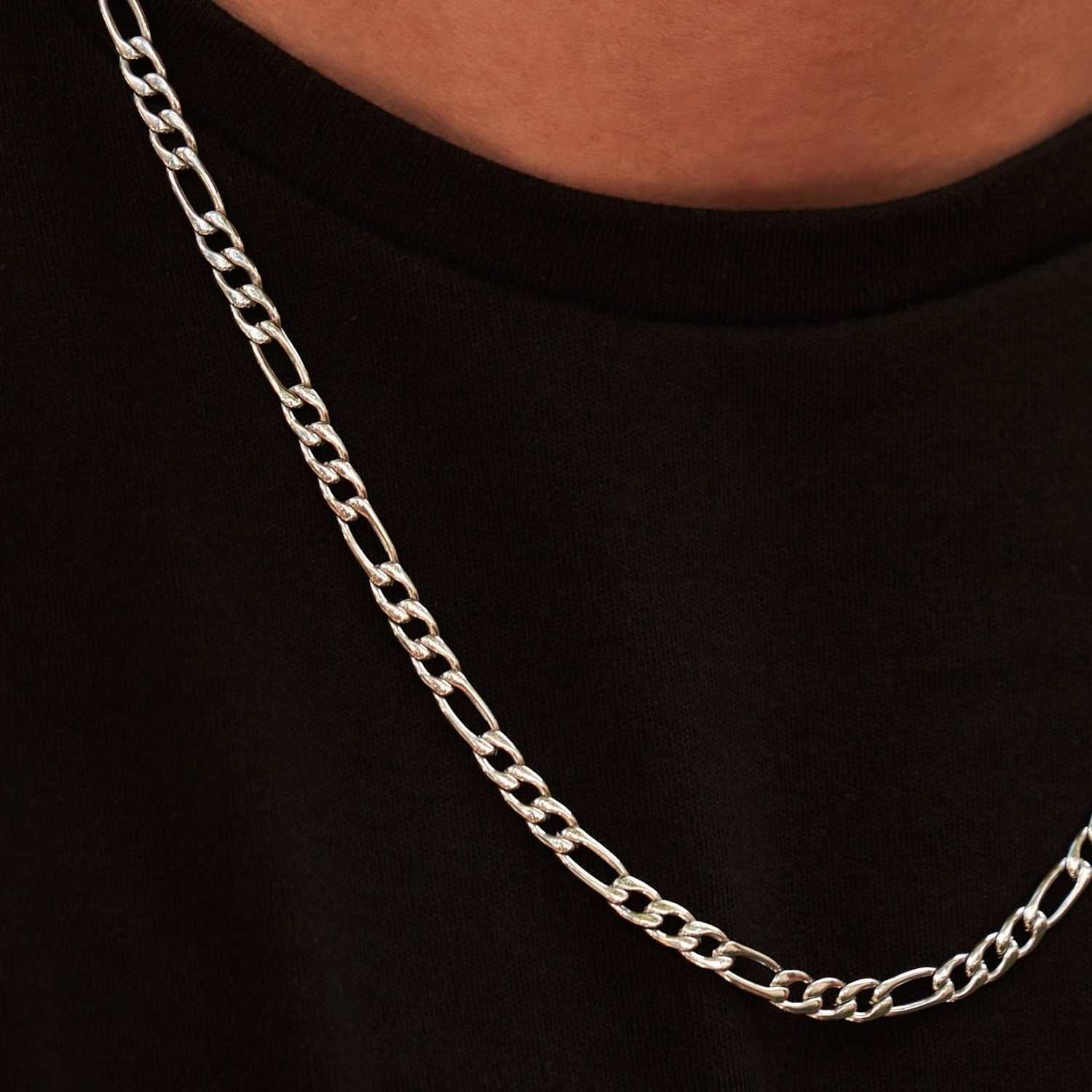 Figaro Chain in White Gold - 4mm