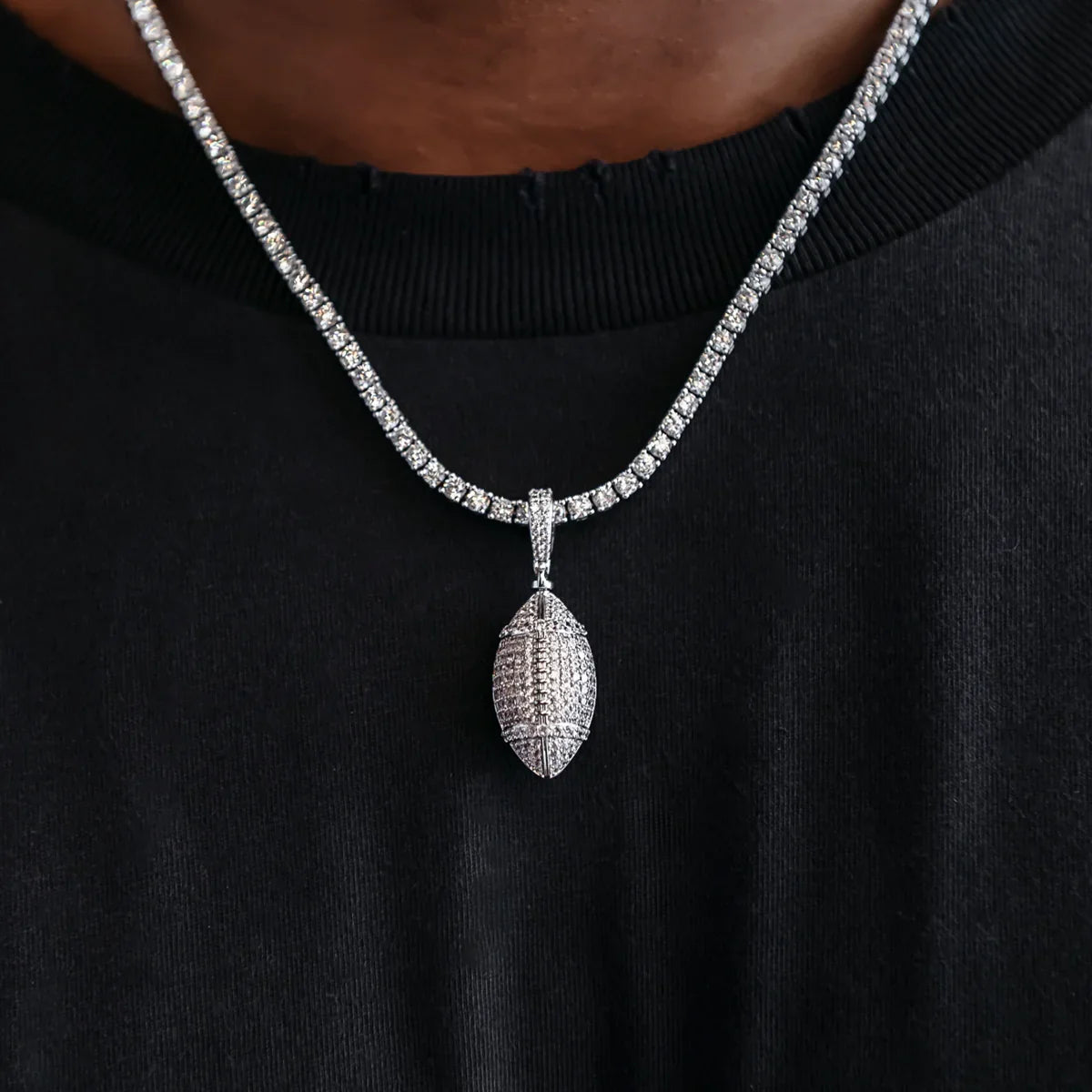 Iced Football Pendant in White Gold