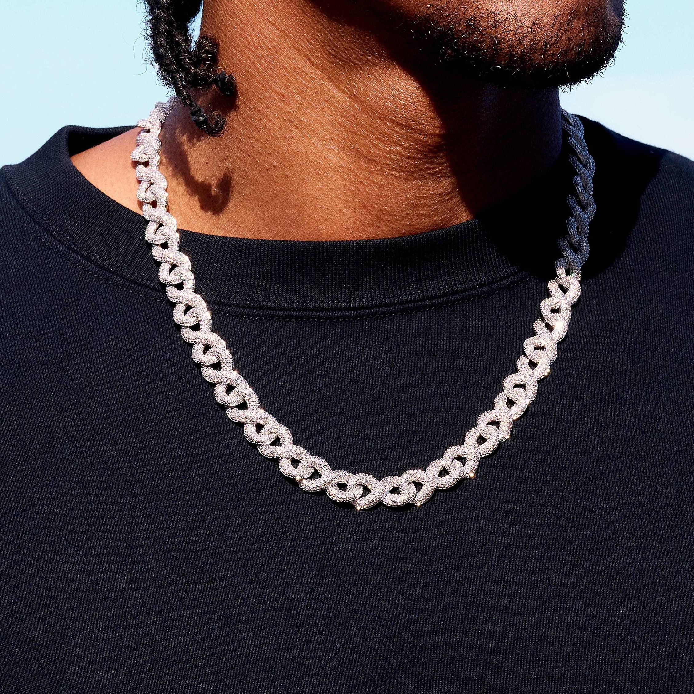 Iced Infinity Chain in White Gold - 10mm