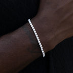 Men's Moissanite Diamond Tennis Bracelet in White Gold Vermeil- 3mm