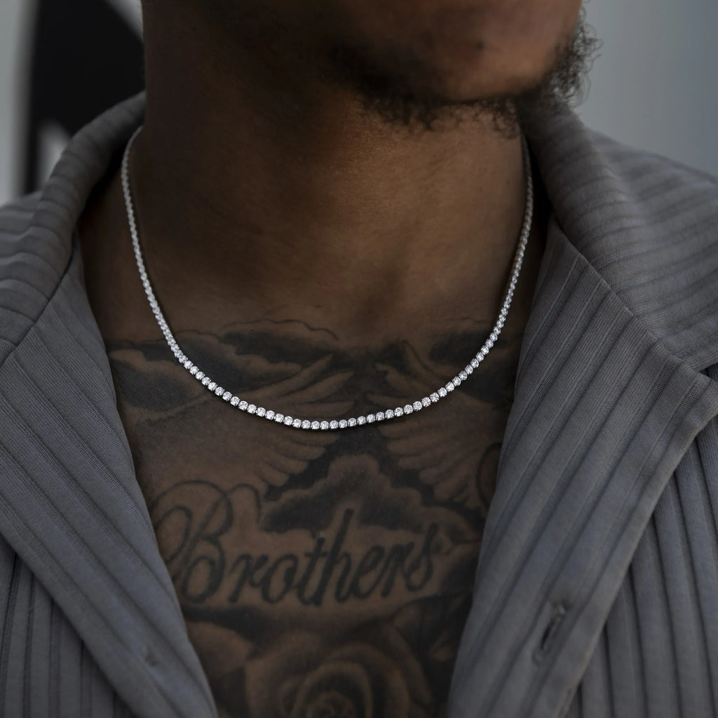 Micro Tennis Chain in White Gold