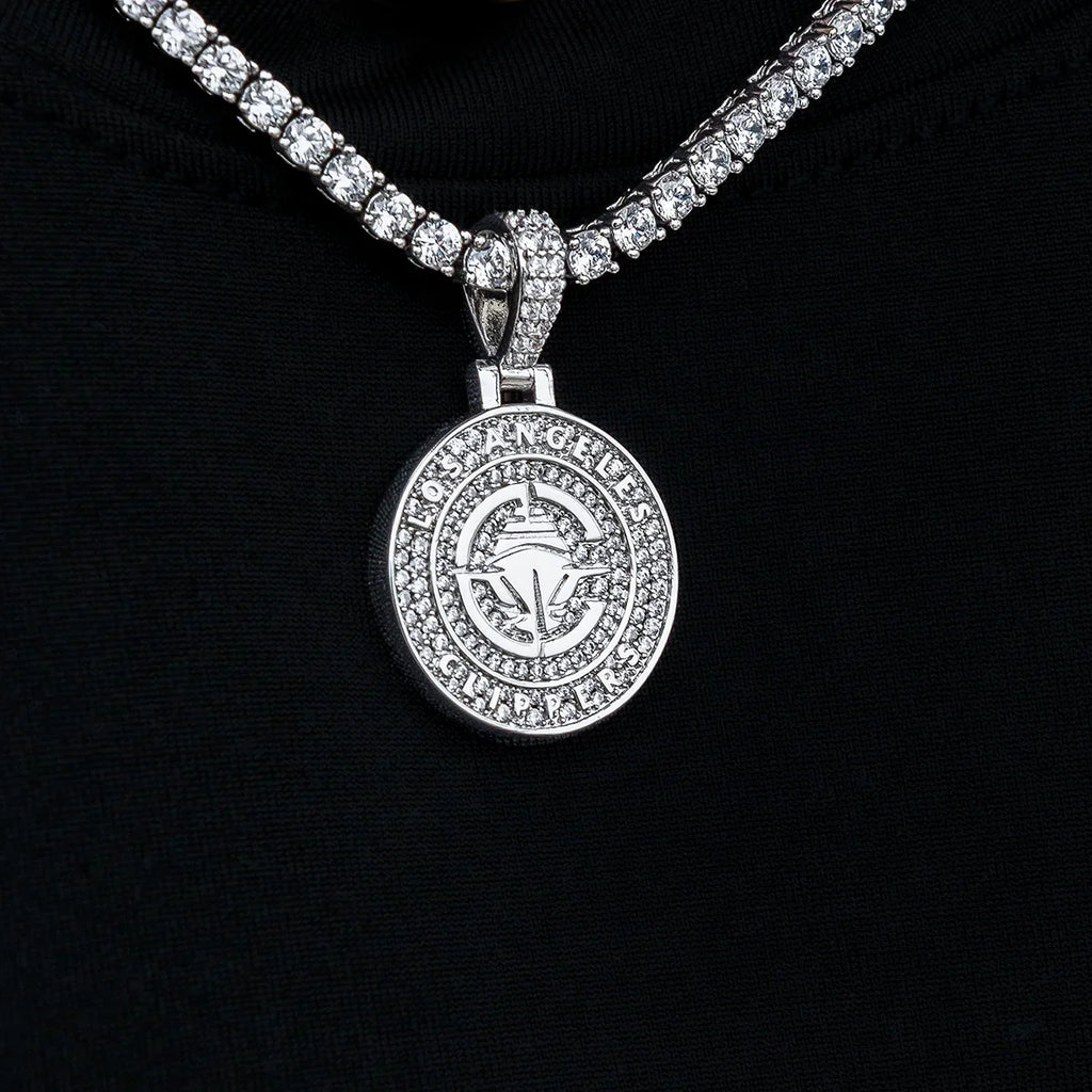 Los Angeles Clippers Official NBA Micro Logo Pendant in White Gold
