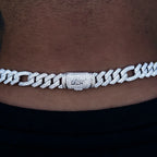 Diamond Figaro Chain in White Gold- 10mm