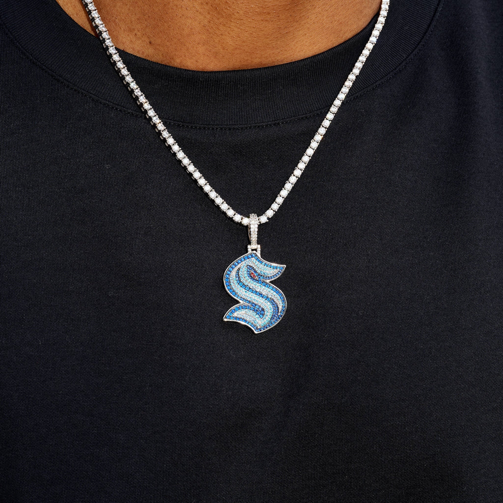 Seattle Kraken Official NHL Logo Pendant in White Gold
