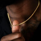 Micro Cuban Chain + Bracelet in Yellow Gold- 3mm