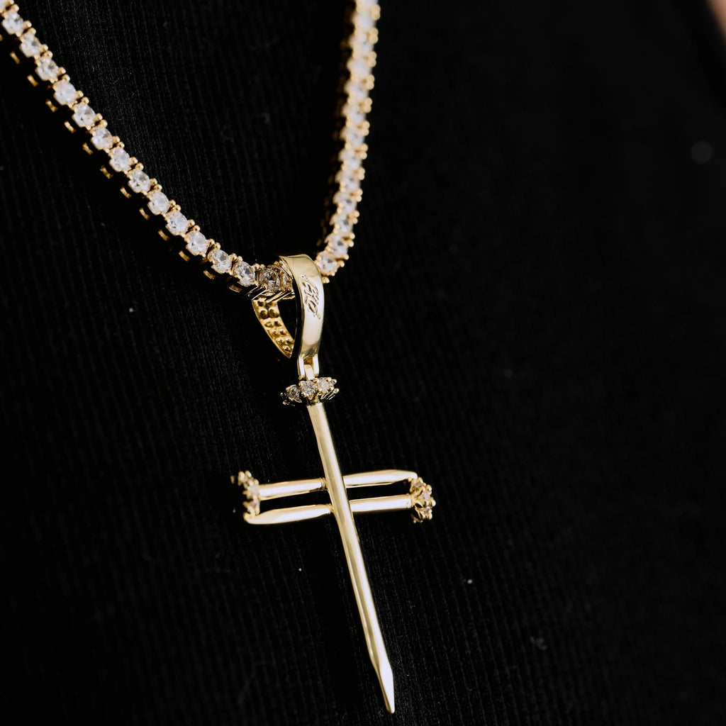 Nail Cross Pendant in Yellow Gold