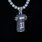 Aaron Jones Minnesota Vikings Purple #33 Jersey Pendant - White Gold