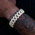 19MM Prong Baguette Cuban Bracelet - Yellow Gold