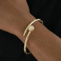Iced Ball Bangle Bracelet in Yellow Gold