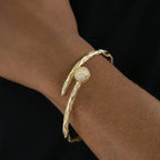 Iced Ball Bangle Bracelet in Yellow Gold