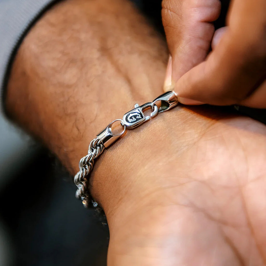 Rope Chain Bracelet in Sterling Silver - 6mm