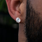 8MM Round Cut Moissanite Diamond Stud Earrings in Rose Gold Vermeil