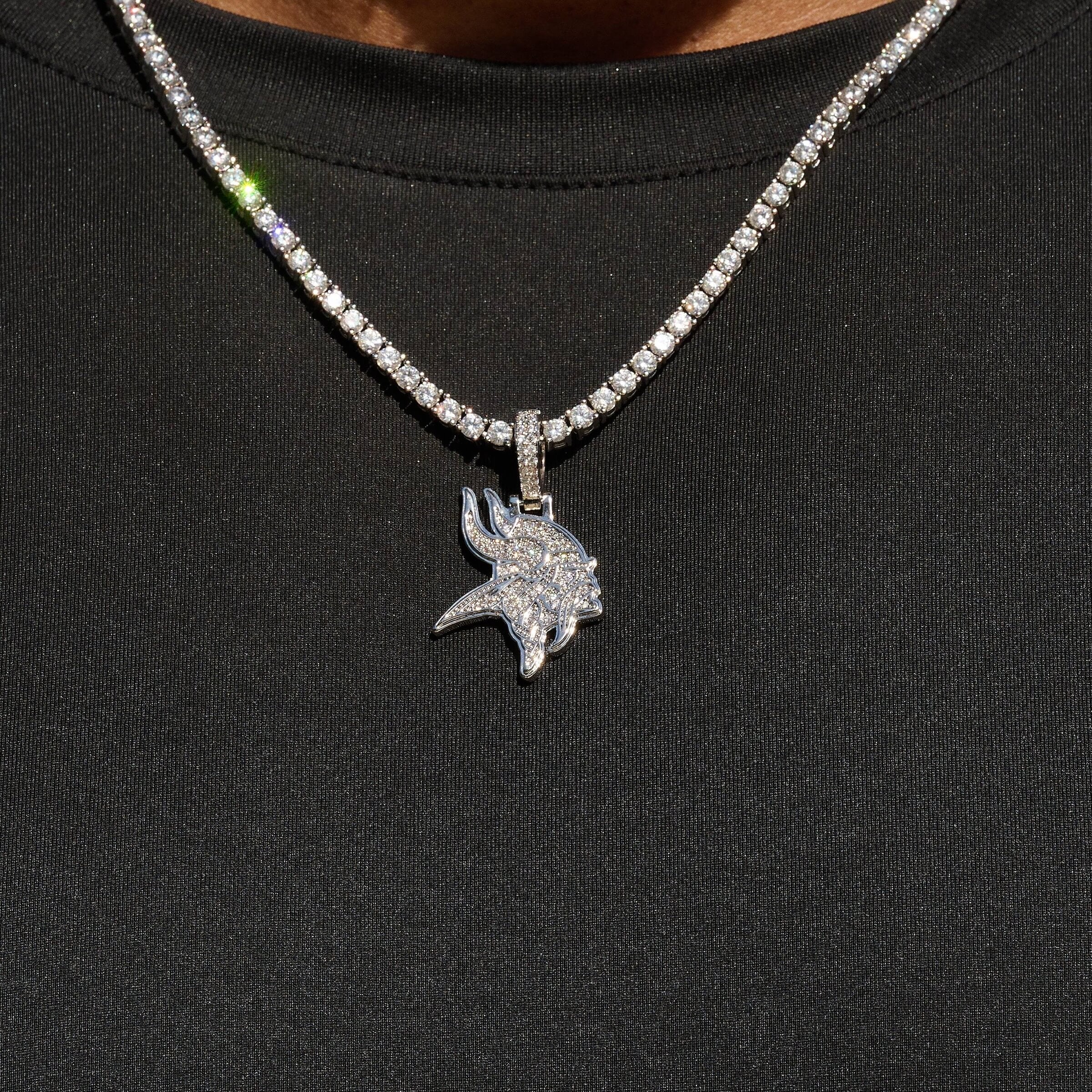 Minnesota Vikings Official NFL Micro Logo Pendant in White Gold