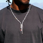 Diamond Mixed Stone Lariat in White Gold