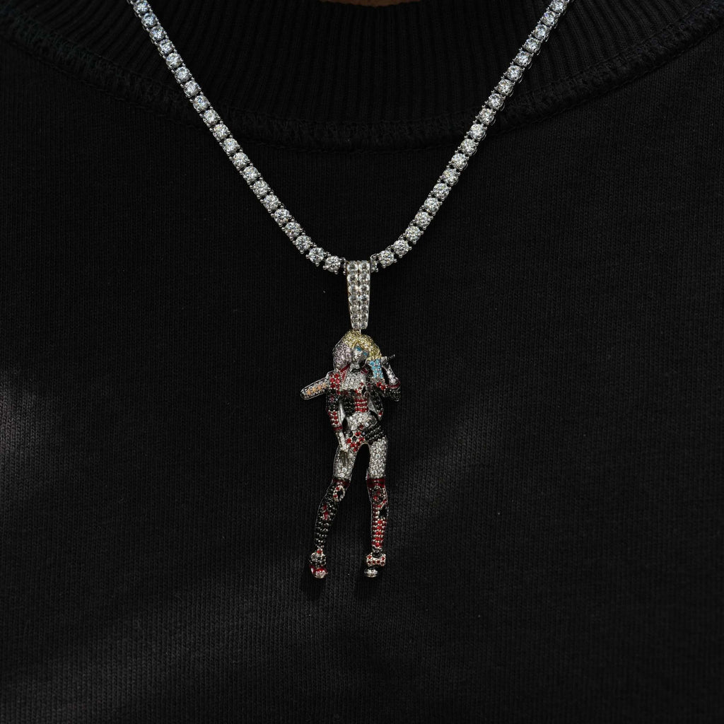 Harley Quinn Body Official DC Comics Pendant in White Gold