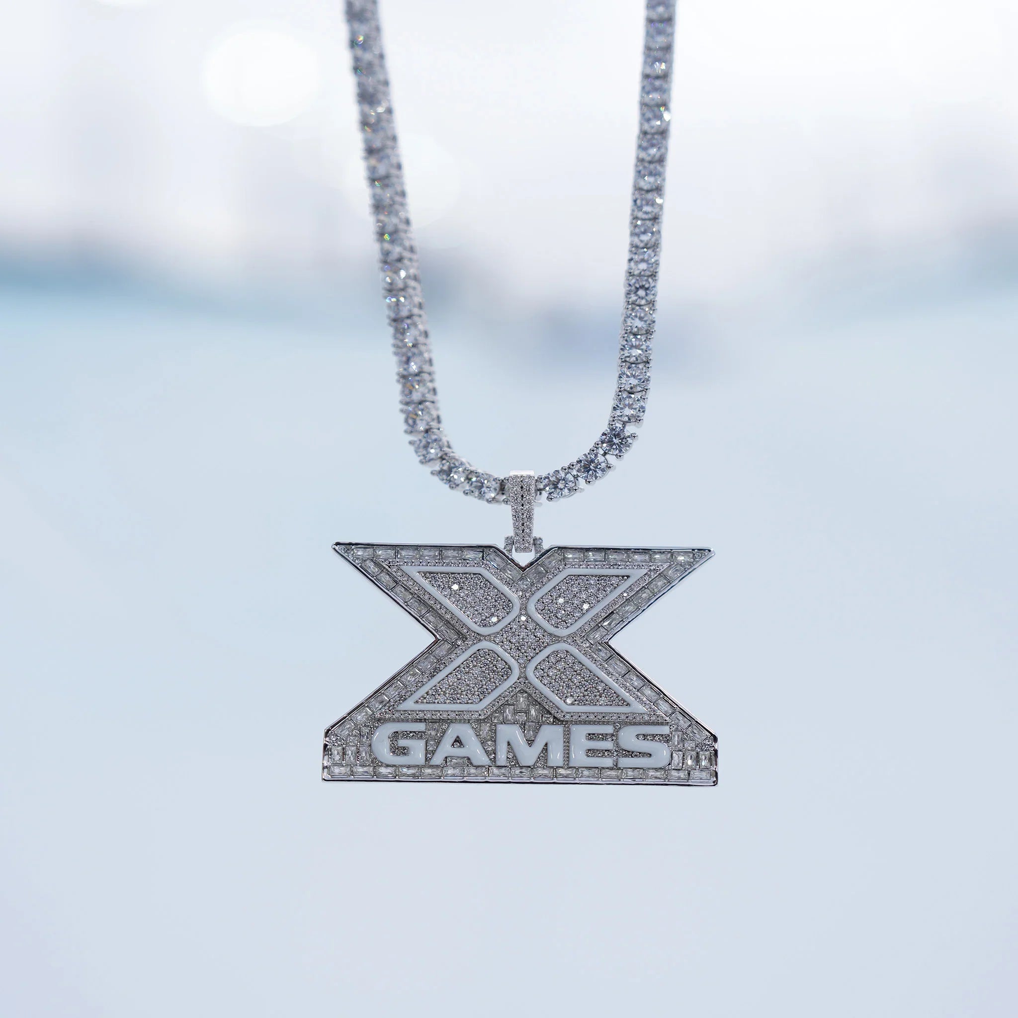 X Games Iced Pendant in White Gold