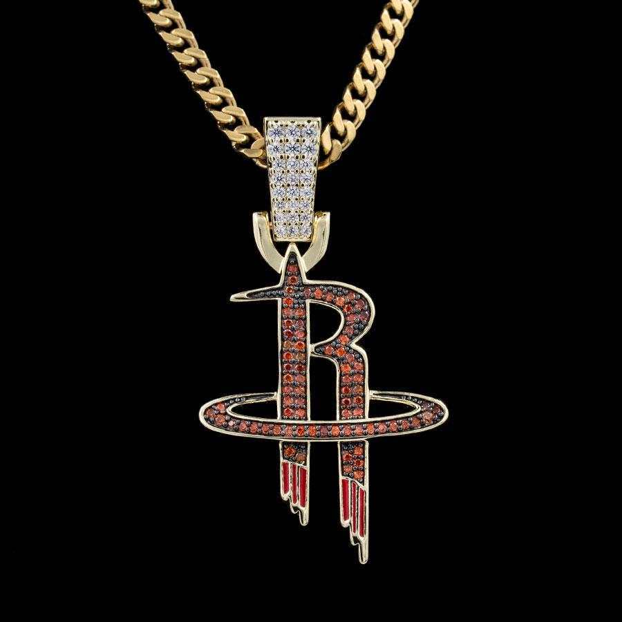 Houston Rockets Official NBA Logo Pendant in Yellow Gold