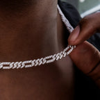 Diamond Figaro Chain in White Gold- 6mm