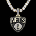Brooklyn Nets Official NBA Logo Pendant in Yellow Gold