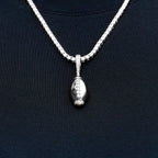 Iced Stitched Football Pendant in White Gold