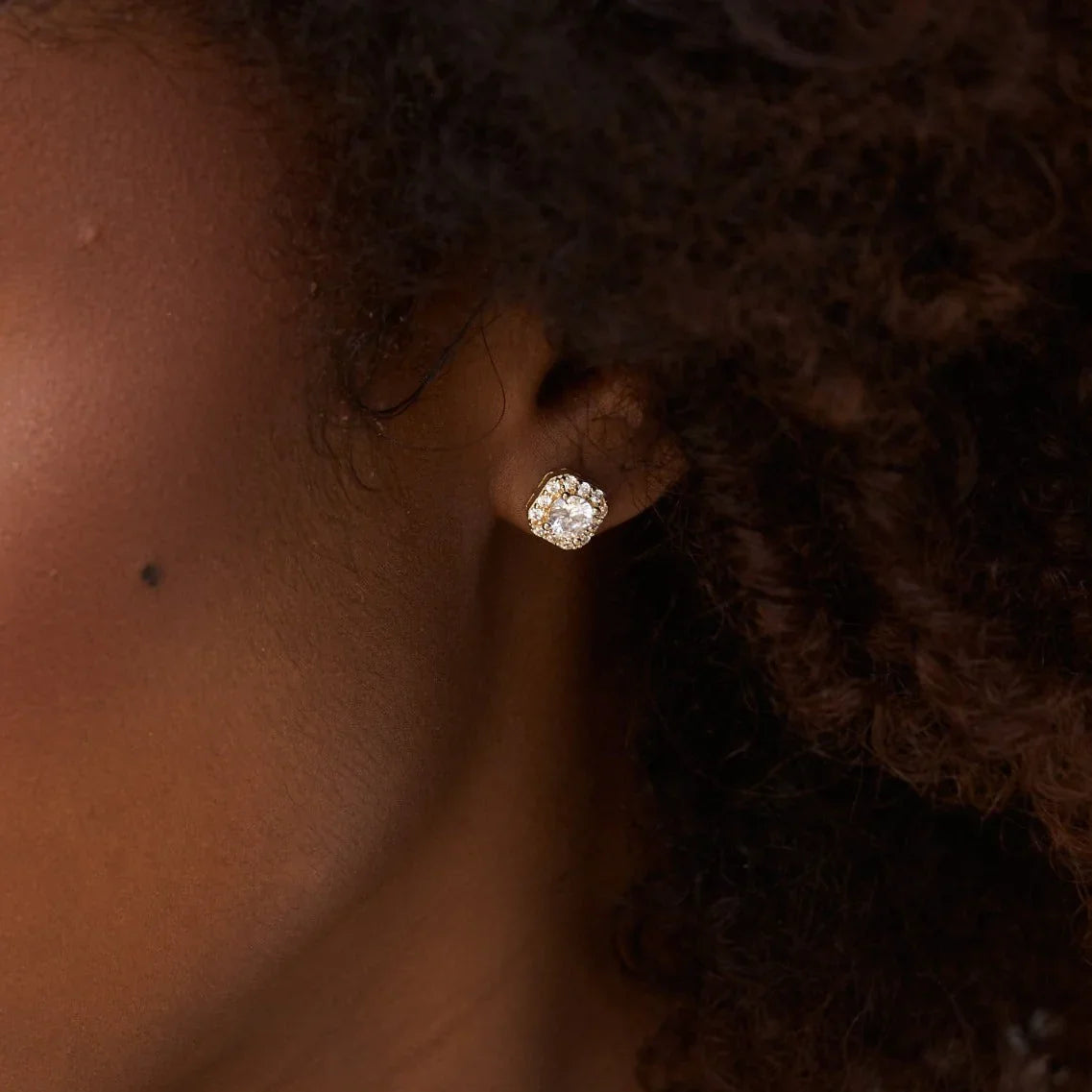 Micro Clustered Moissanite Earrings in Yellow Gold Vermeil