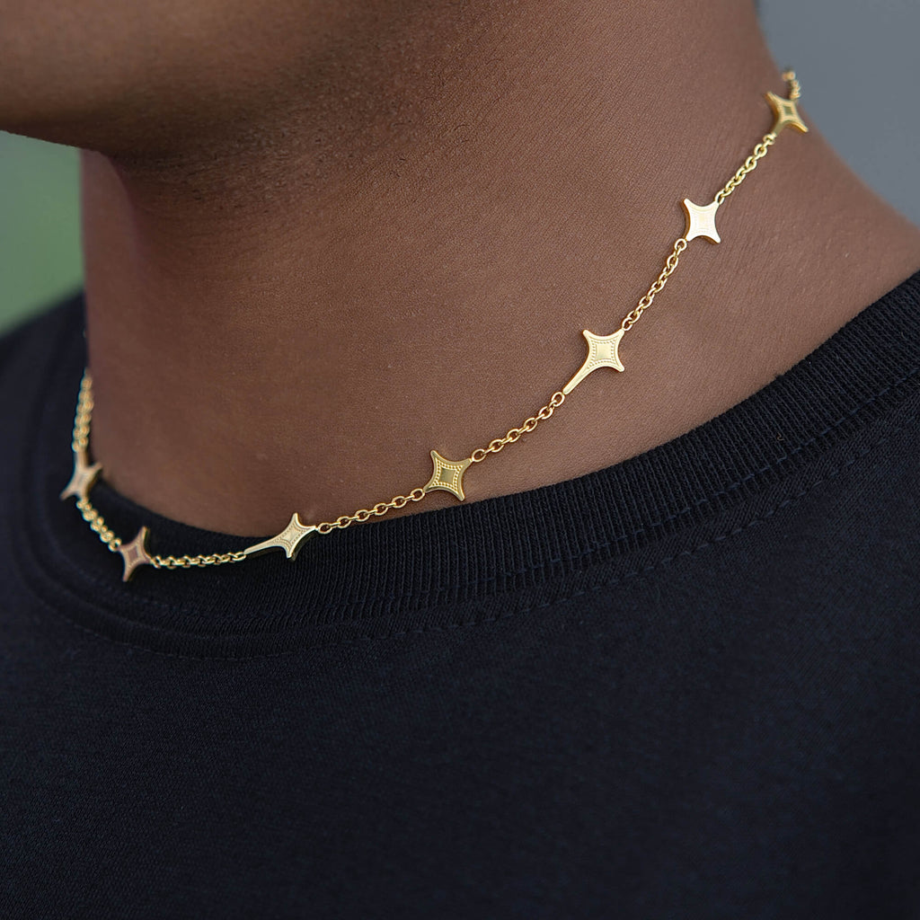 GLD Star Adjustable Chain Necklace in Yellow Gold