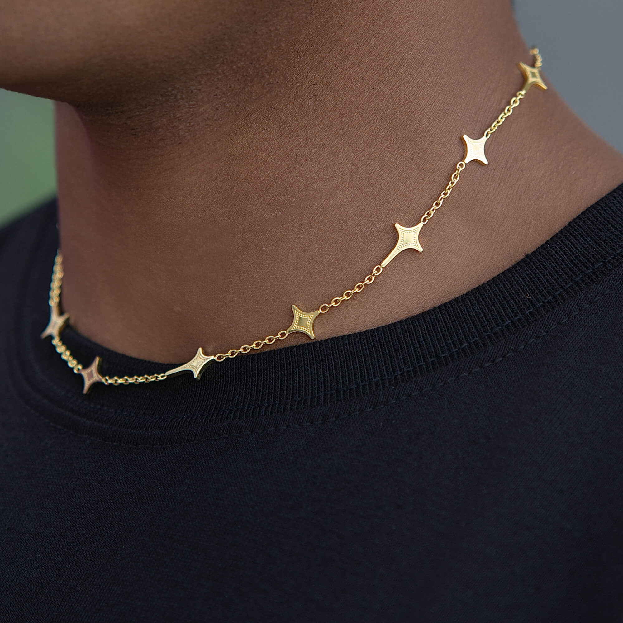 GLD Star Adjustable Chain Necklace in Yellow Gold
