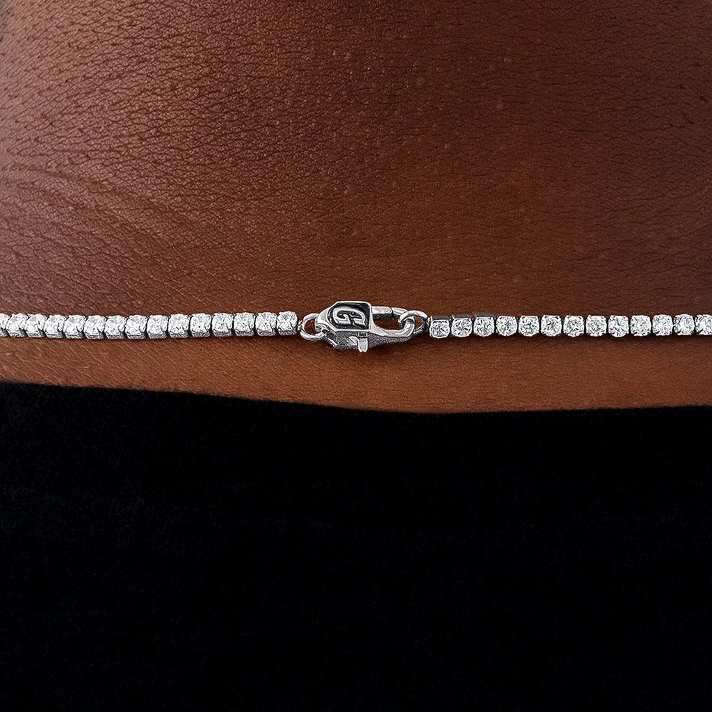 Micro Tennis Chain in White Gold