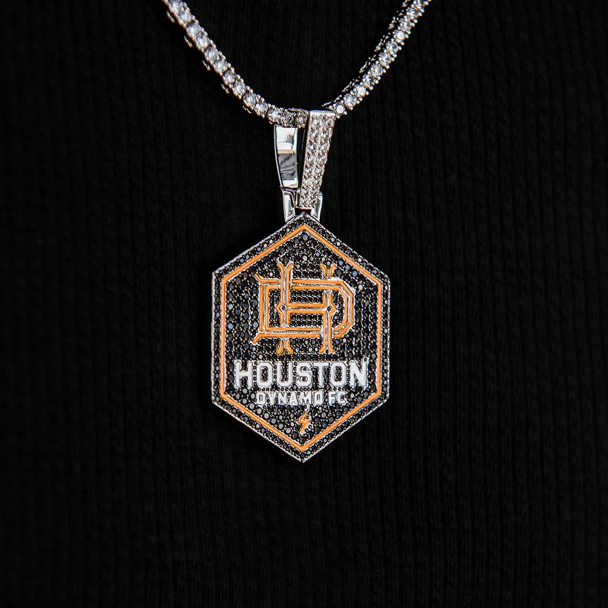 Houston Dynamo FC Official MLS Logo Pendant in White Gold