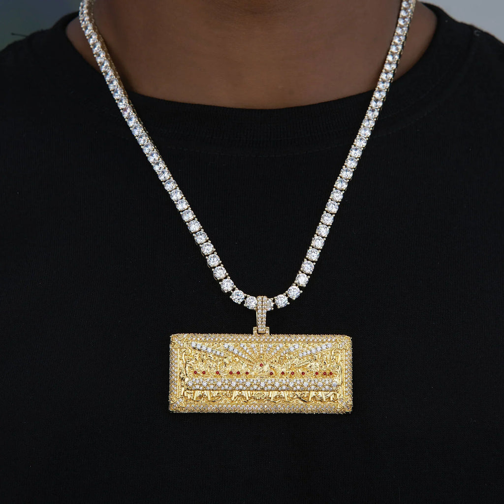 Large Iced The Last Supper Pendant in Yellow Gold