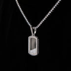 Loose Diamond Dog Tag Pendant in White Gold