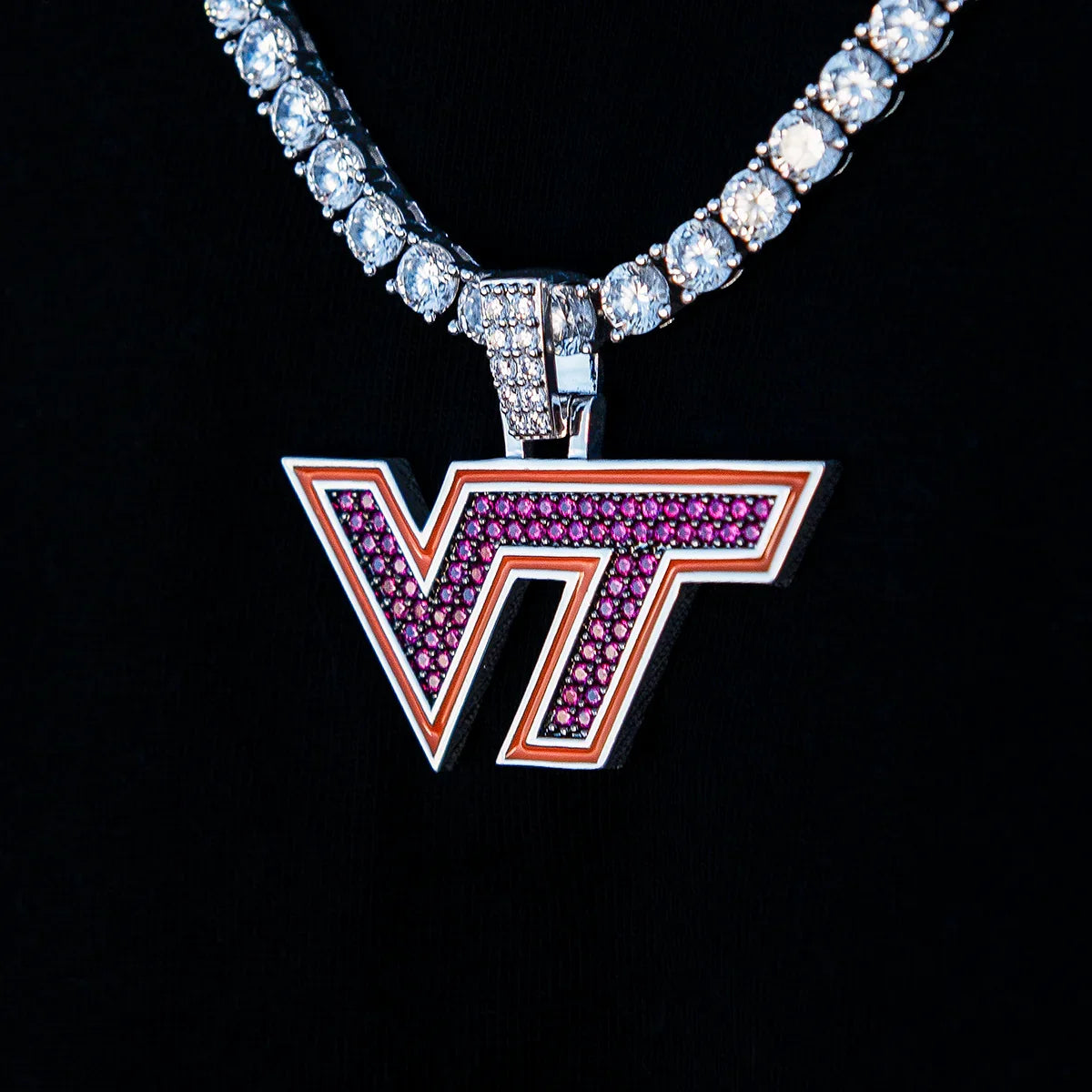 Virginia Tech Hokies Official NCAA Logo Pendant in White Gold