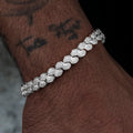 Diamond Pave Flat Snake Link Bracelet in White Gold -4mm