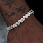 Diamond Pave Flat Snake Link Bracelet in White Gold -4mm