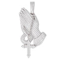 Moissanite Praying Hands Pendant in Sterling Silver