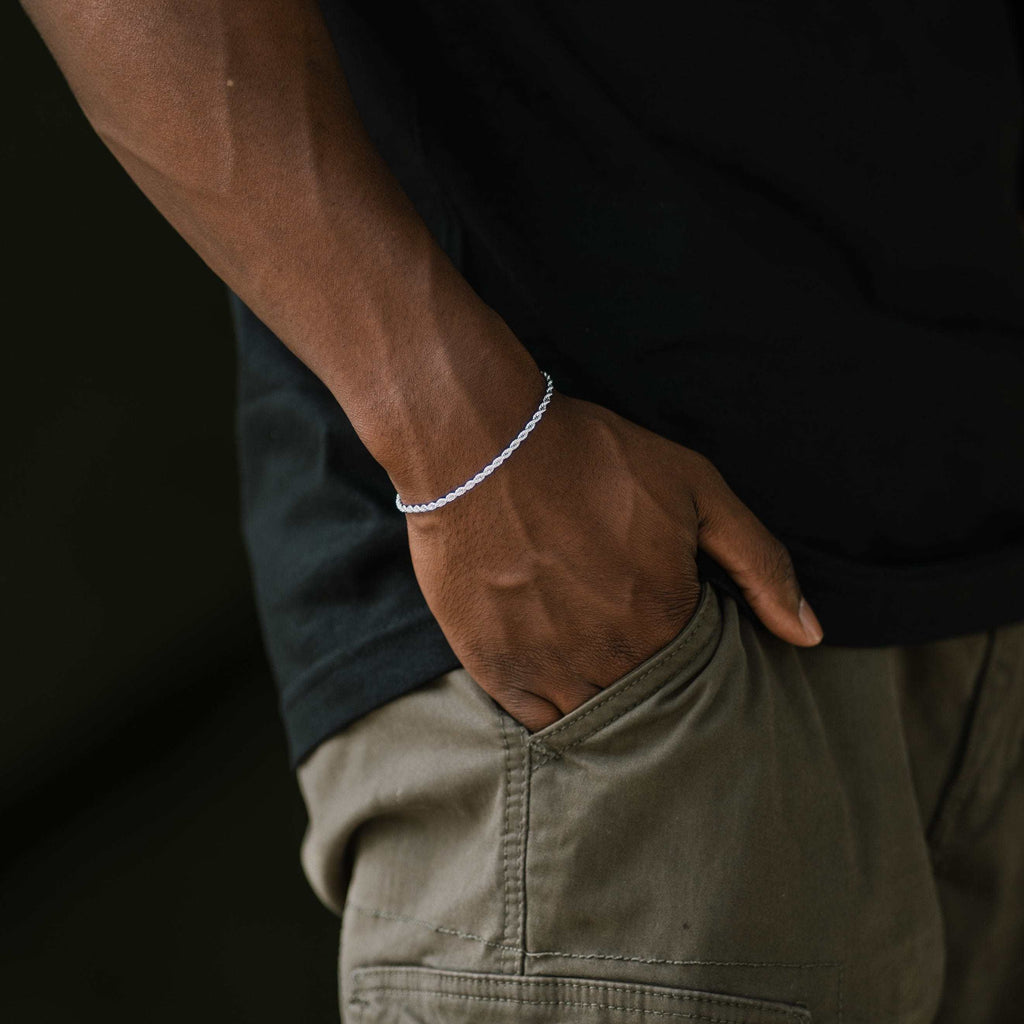 Rope Bracelet in White Gold (Adjustable)- 2mm