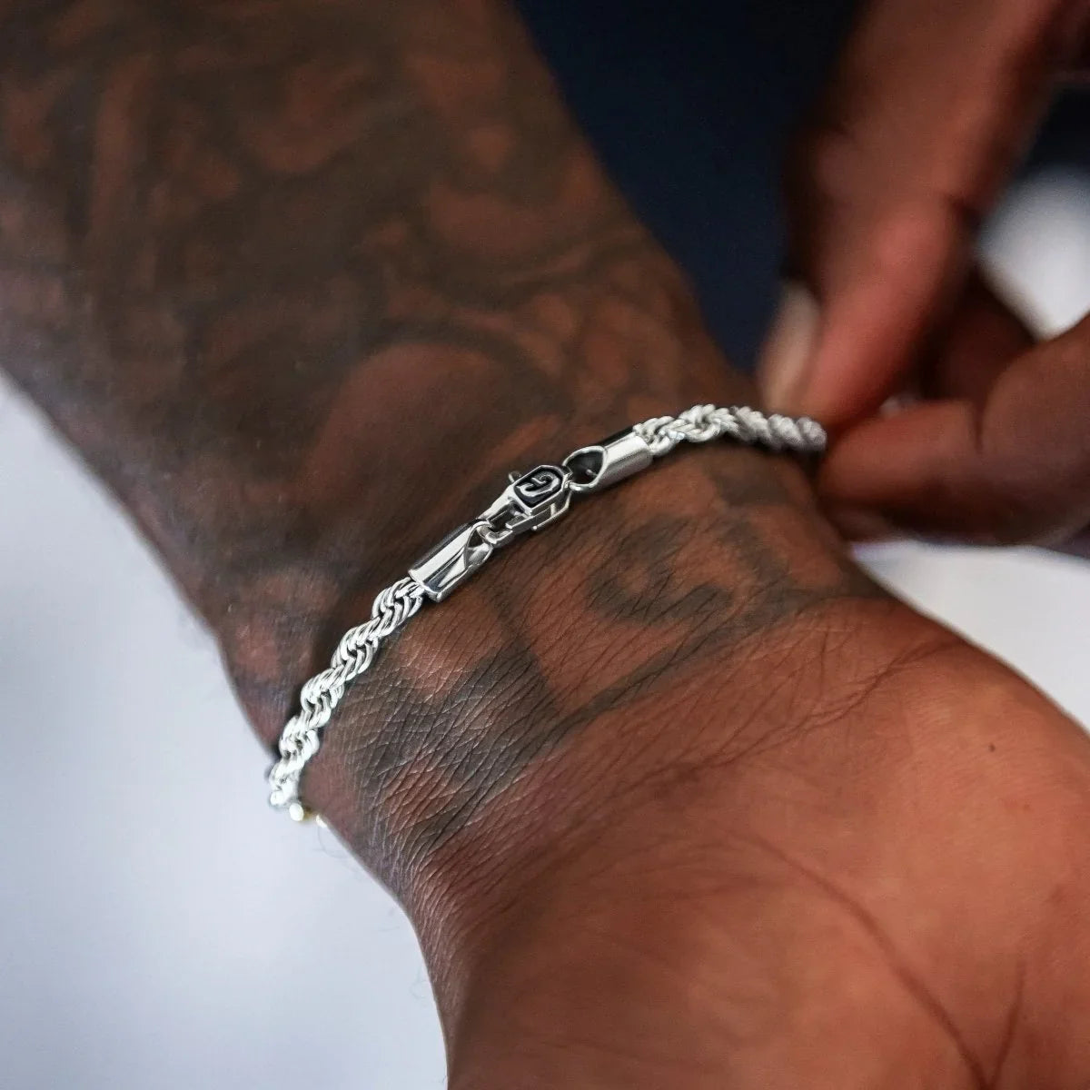 Rope Chain + Bracelet Bundle in White Gold- 4mm