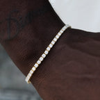 Men's Moissanite Diamond Tennis Bracelet in Yellow Gold Vermeil- 3mm