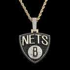 Brooklyn Nets Official NBA Logo Pendant in Yellow Gold