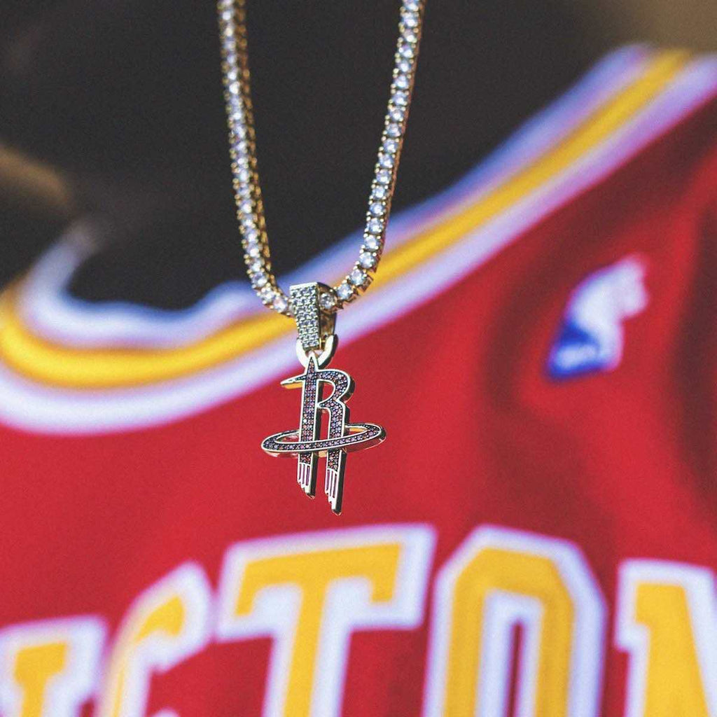 Houston Rockets Official NBA Logo Pendant in Yellow Gold