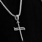 Nail Cross Pendant in White Gold