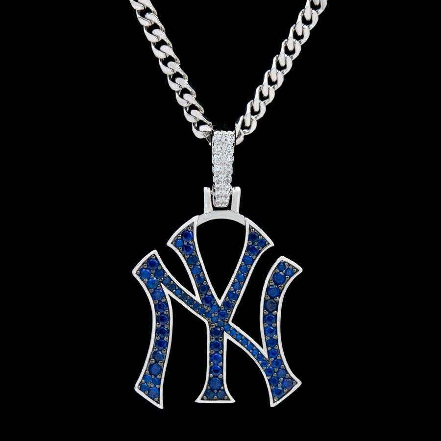New York Yankees Official MLB Logo Pendant in White Gold