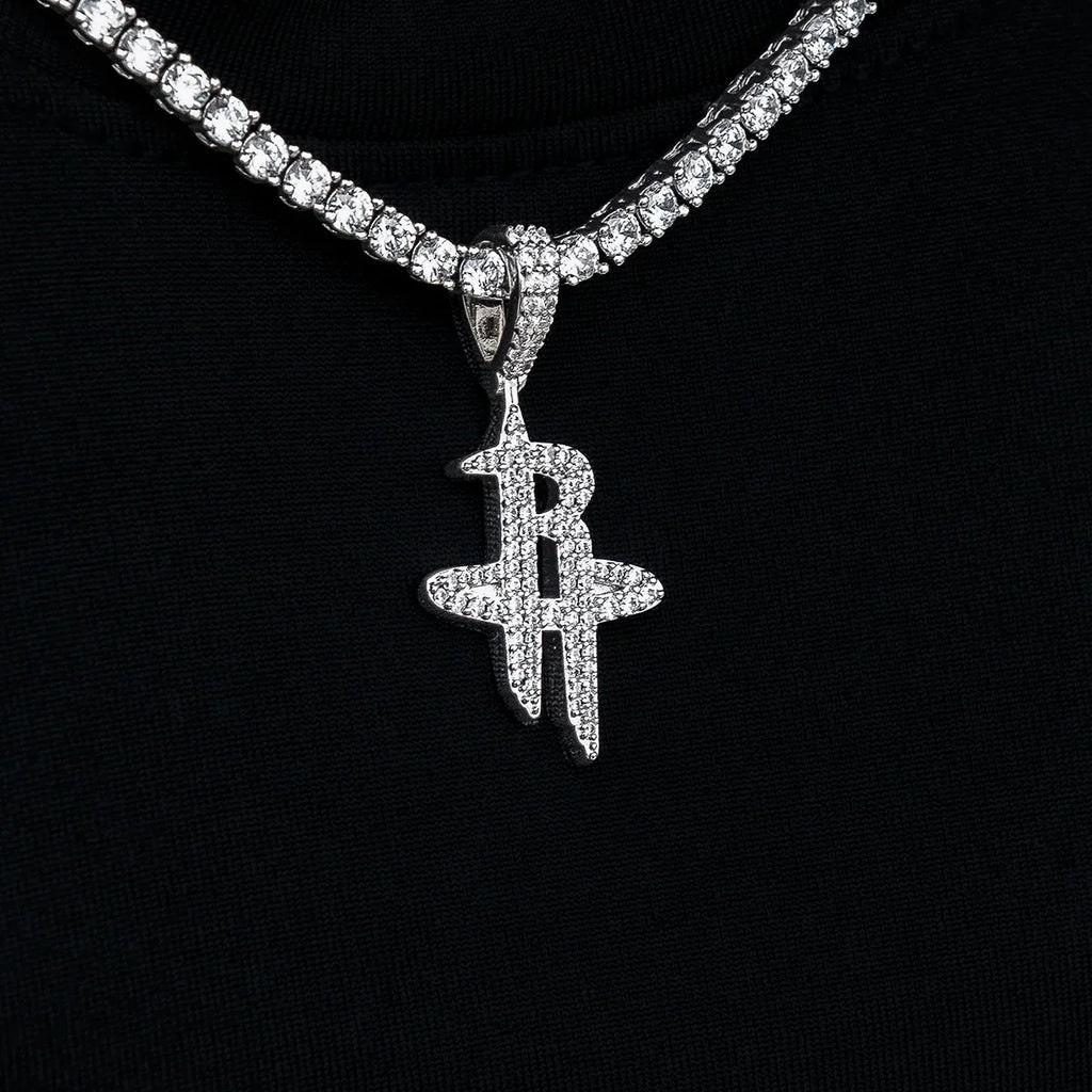 Houston Rockets Official NBA Micro Logo Pendant in White Gold