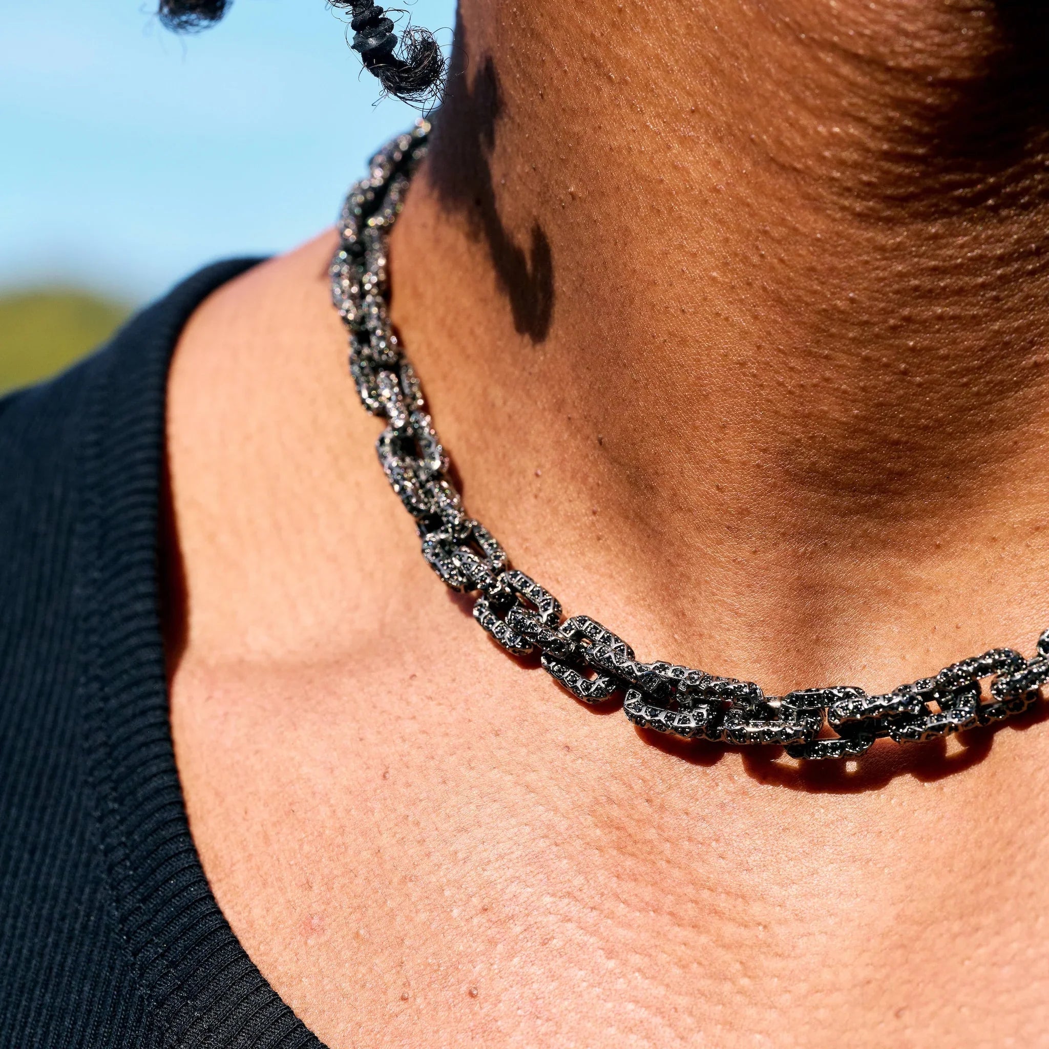 GLD X Bloody Osiris Iced Black Voronoi Link Chain in Black