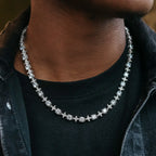 Round Stone Star Tennis Chain in White Gold - 8mm