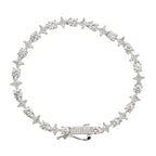 Men's Moissanite Round Stone Star Tennis Bracelet in White Gold Vermeil - 6mm